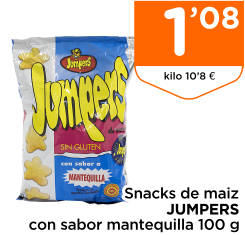 Snacks de maiz JUMPERS con sabor mantequilla 100 g