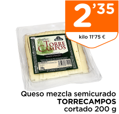 Queso mezcla semicurado TORRECAMPOS cortado 200 g