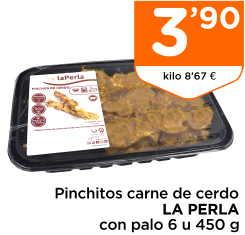 Pinchitos carne de cerdo LA PERLA con palo 6 u 450 g