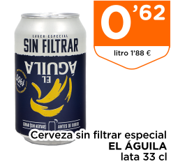 Cerveza sin filtrar especial EL ?GUILA lata 33 cl