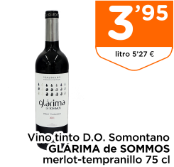 Vino tinto D.O. Somontano GL?RIMA de SOMMOS merlot-tempranillo 75 cl
