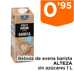 Bebida de avena barista ALTEZA sin az?cares 1 L