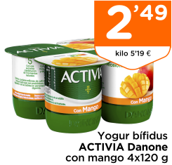 Yogur b?fidus ACTIVIA Danone con mango 4x120 g
