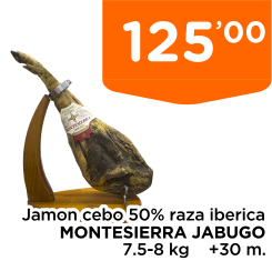 Jamon cebo 50% raza iberica MONTESIERRA JABUGO 7.5-8 kg    +30 m.