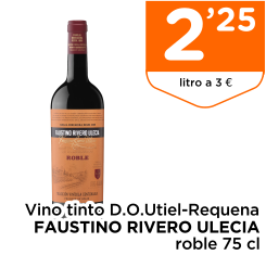 Vino tinto D.O.Utiel-Requena FAUSTINO RIVERO ULECIA roble 75 cl
