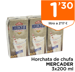 Horchata de chufa MERCADER 3x200 ml