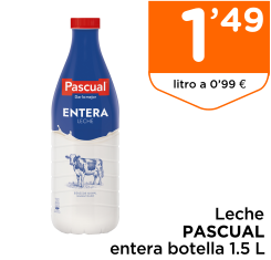 Leche PASCUAL entera botella 1.5 L