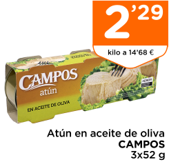 At?n en aceite de oliva CAMPOS 3x52 g