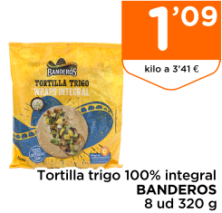 Tortilla trigo 100% integral BANDEROS 8 ud 320 g