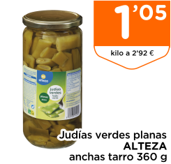 Jud?as verdes planas ALTEZA anchas tarro 360 g