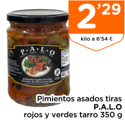 Pimientos asados tiras P.A.L.O rojos y verdes tarro 350 g