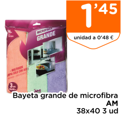 Bayeta grande de microfibra AM 38x40 3 ud