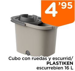 Cubo con ruedas y escurrid/ PLASTIKEN escurrebien 16 L