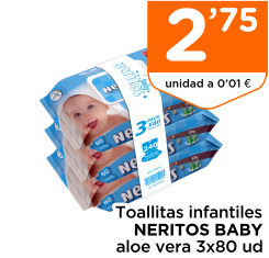 Toallitas infantiles NERITOS BABY aloe vera 3x80 ud