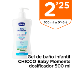 Gel de ba?o infantil CHICCO Baby Moments dosificador 500 ml