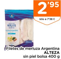Filetes de merluza Argentina ALTEZA sin piel bolsa 400 g