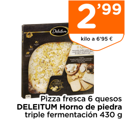 Pizza fresca 6 quesos DELEITUM Horno de piedra triple fermentaci?n 430 g