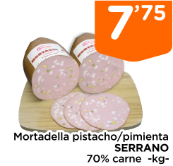 Mortadella pistacho/pimienta SERRANO 70% carne  -kg-