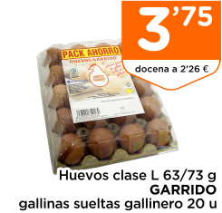 Huevos clase L 63/73 g GARRIDO gallinas sueltas gallinero 20 u