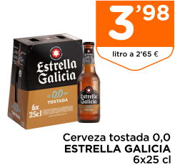 Cerveza tostada 0,0 ESTRELLA GALICIA 6x25 cl