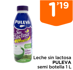 Leche sin lactosa PULEVA semi botella 1 L