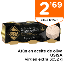 At?n en aceite de oliva USISA virgen extra 3x52 g