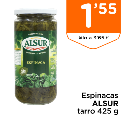 Espinacas ALSUR tarro 425 g