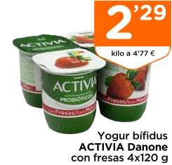 Yogur b?fidus ACTIVIA Danone con fresas 4x120 g