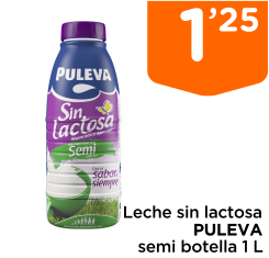 Leche sin lactosa PULEVA semi botella 1 L