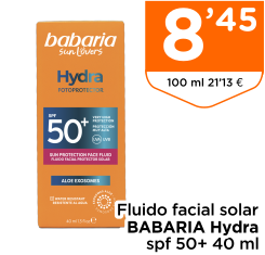 Fluido facial solar BABARIA Hydra spf 50+ 40 ml