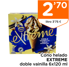 Cono helado EXTREME doble vainilla 6x120 ml