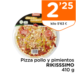Pizza pollo y pimientos RIKISSSIMO 410 g