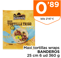 Maxi tortillas wraps BANDEROS 25 cm 6 ud 360 g