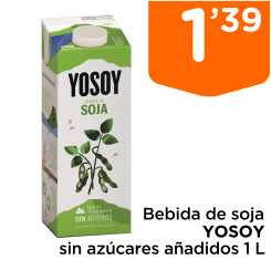 Bebida de soja YOSOY sin az?cares a?adidos 1 L
