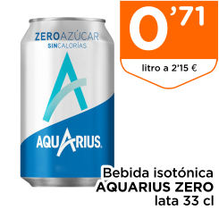 Bebida isot?nica AQUARIUS ZERO lata 33 cl