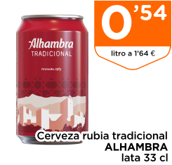 Cerveza rubia tradicional ALHAMBRA lata 33 cl