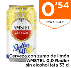 Cerveza con zumo de lim?n AMSTEL 0,0 Radler sin alcohol lata 33 cl