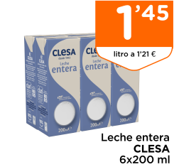 Leche entera CLESA 6x200 ml