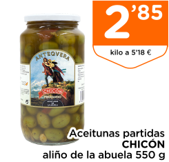 Aceitunas partidas CHIC?N ali?o de la abuela 550 g