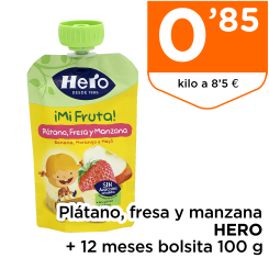Pl?tano, fresa y manzana HERO + 12 meses bolsita 100 g