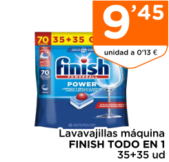 Lavavajillas m?quina FINISH TODO EN 1 35+35 ud