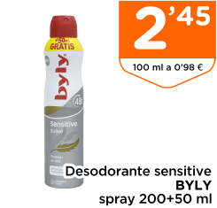 Desodorante sensitive BYLY spray 200+50 ml