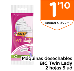 M?quinas desechables BIC Twin Lady 2 hojas 5 ud