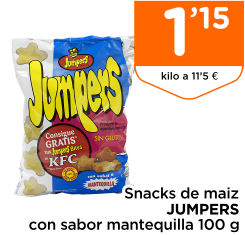 Snacks de maiz JUMPERS con sabor mantequilla 100 g