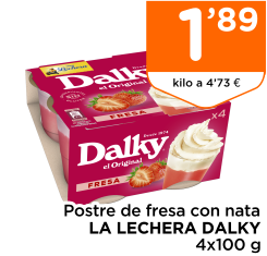 Postre de fresa con nata LA LECHERA DALKY 4x100 g