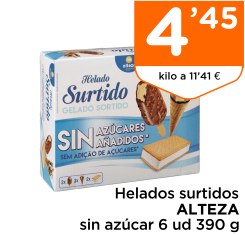 Helados surtidos ALTEZA sin az?car 6 ud 390 g