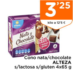 Cono nata/chocolate ALTEZA s/lactosa s/gluten 4x65 g