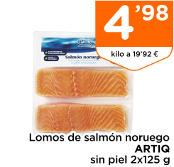 Lomos de salm?n noruego ARTIQ sin piel 2x125 g