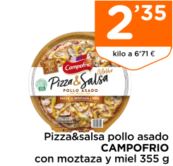Pizza&salsa pollo asado CAMPOFRIO con moztaza y miel 355 g