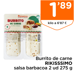 Burrito de carne RIKISSSIMO salsa barbacoa 2 ud 275 g